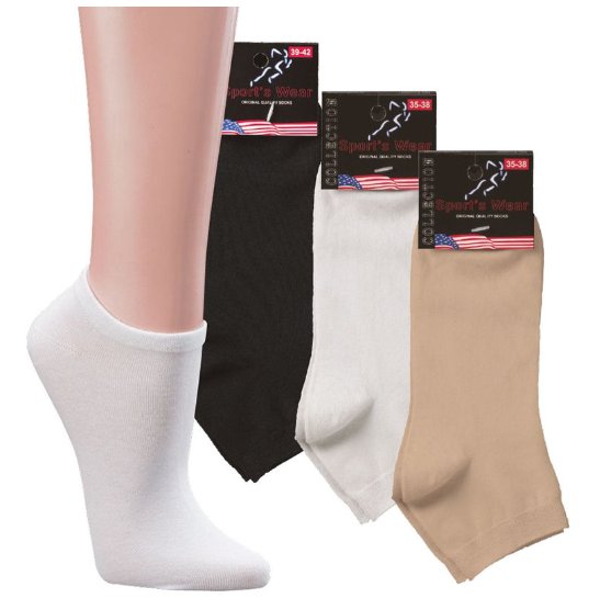 ZKRÁCENÉ ponožky ke kotníkům - 3 páry > varianta BÍLÁ > 39-42