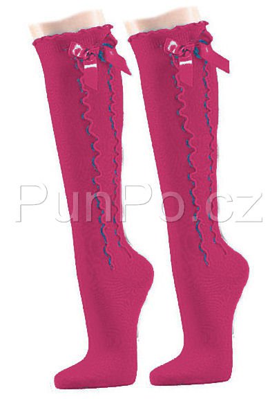 Dámské - dívčí bavlněné PODKOLENKY 3D efekt > varianta RASPBERRY > 39-42