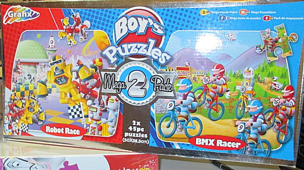 PUZZLE pucle pazl skládačka > varianta ROBOT RACE + BMX RACER