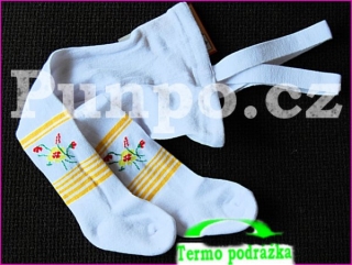 Klasické PUNČOCHÁČE - FROTÉ chodidlo > varianta B Í L Á  květina > 50-56