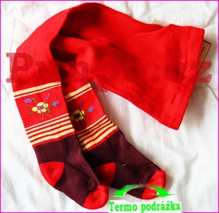 Klasické PUNČOCHÁČE - FROTÉ chodidlo > varianta Č E R V E N Á květina > 74-80