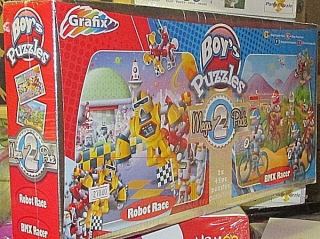 PUZZLE pucle pazl skládačka > varianta ROBOT RACE + BMX RACER